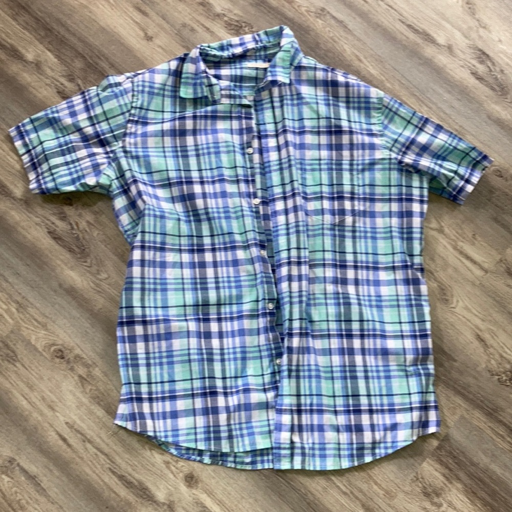 Aqua & Blue Striped Sonoma Short Sleeve Button Up